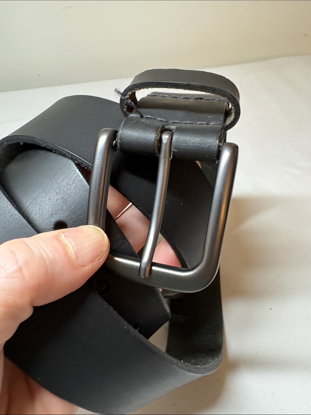 Timberland Matte Black Leather Belt Size 42
